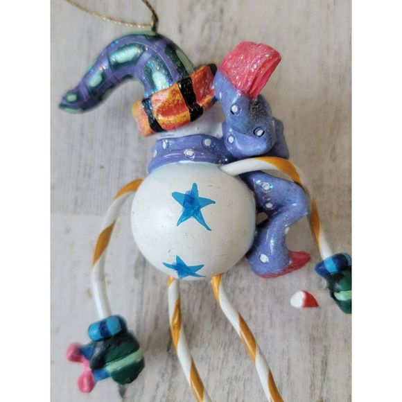 Snowman glitter present AS IS candy cane bow star ornament Xmas - Picture 9 of 11